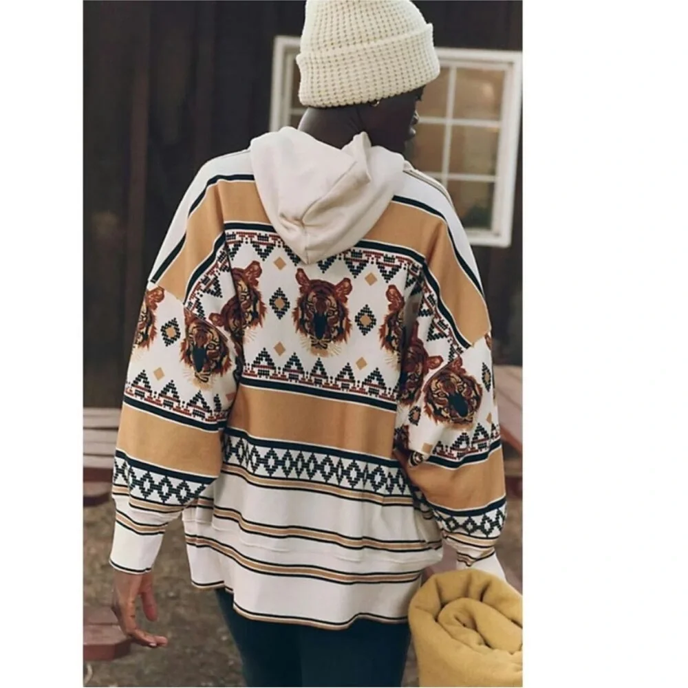 Free People FP Movement Sprint To The Finish Tiger Printed Hoodie